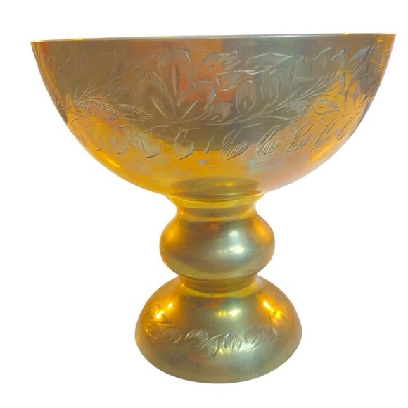 Vintage Brass Pedestal Bowl  Footed Dish Compote India 300A Unpolished As Found - Picture 6 of 6